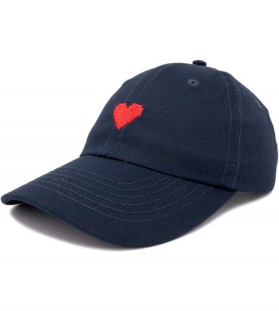 Baseball Caps Pixel Heart Hat Womens Dad Hats Cotton Caps Embroidered Valentines - Navy Blue - CF180LXI78L $22.78