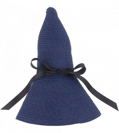 Sun Hats Women Wide Brim Straw Sun Hat Floppy Foldable Roll up Cap Beach Summer Hats UPF 50+ - Blue - C51944R9X30 $13.13