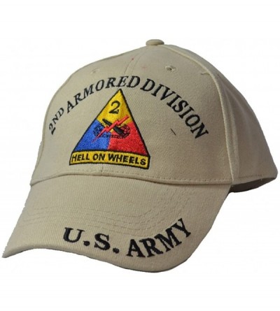 Baseball Caps Men's 2nd Armored Division Tan Embroidered Ball Cap - Tan - CJ11WYD90G3 $12.06