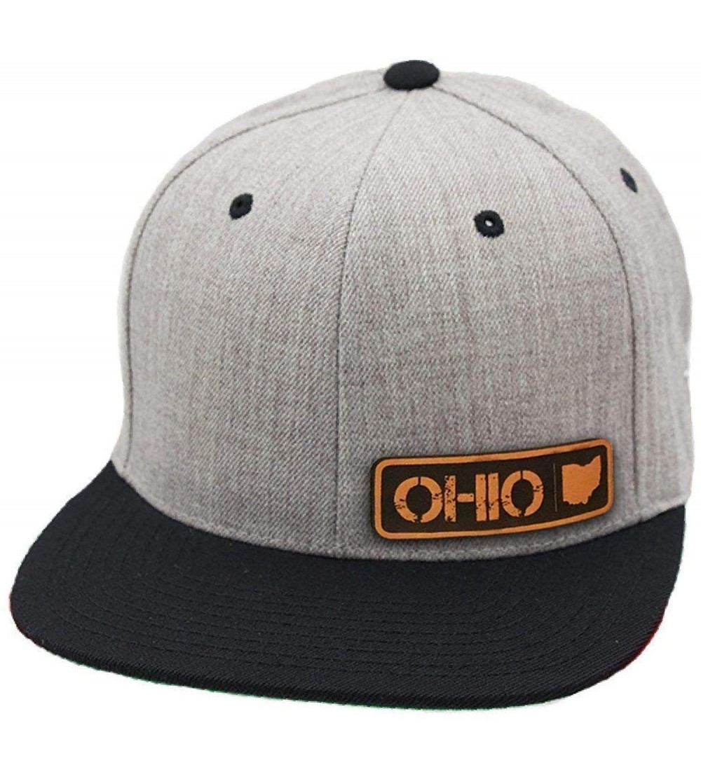 Baseball Caps 'Ohio Native' Leather Patch Snapback Hat - Heather Grey/Black - CM18IGR9RQN $29.86