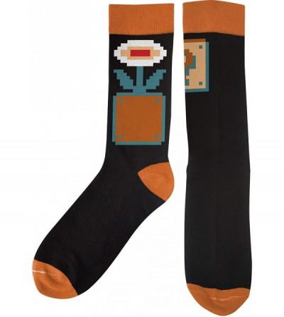 Skullies & Beanies Dungeon Super Mario Bros Classic Fire Flower Sock & Beanie/Knit Cap Gift Bundle Black - CI18ULO7Q2O $9.86