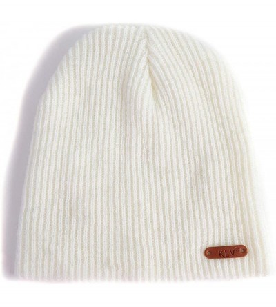 Skullies & Beanies Unisex Winter Warm Knitted Plain Skull Beanie Solid Color Slouchy Ski Hat - White - CH18LSGHYOU $8.01
