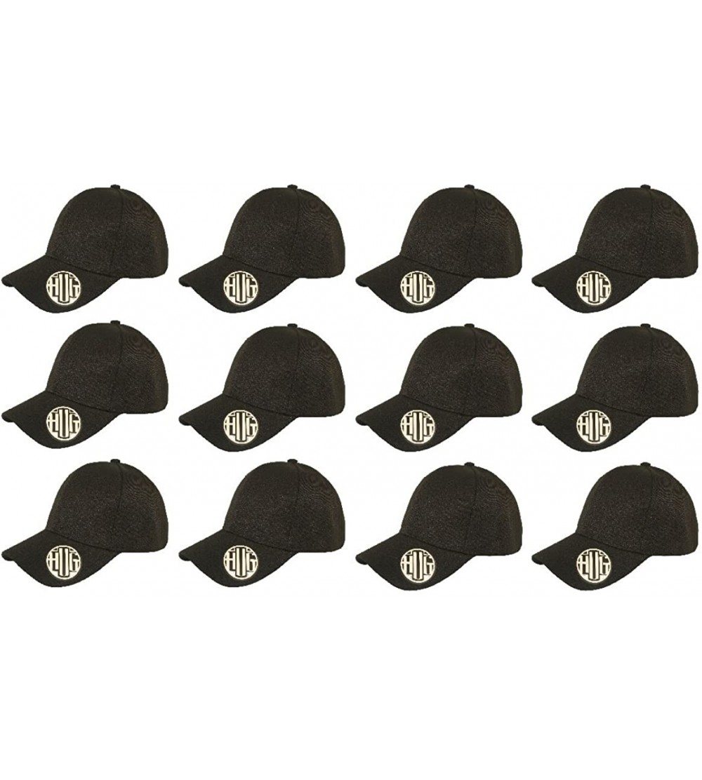 Baseball Caps ( Pack of 12 ) Classic Premium Baseball Cap Adjustable Size Plain Hat Unisex - Black - CH1865OGIGG $28.48