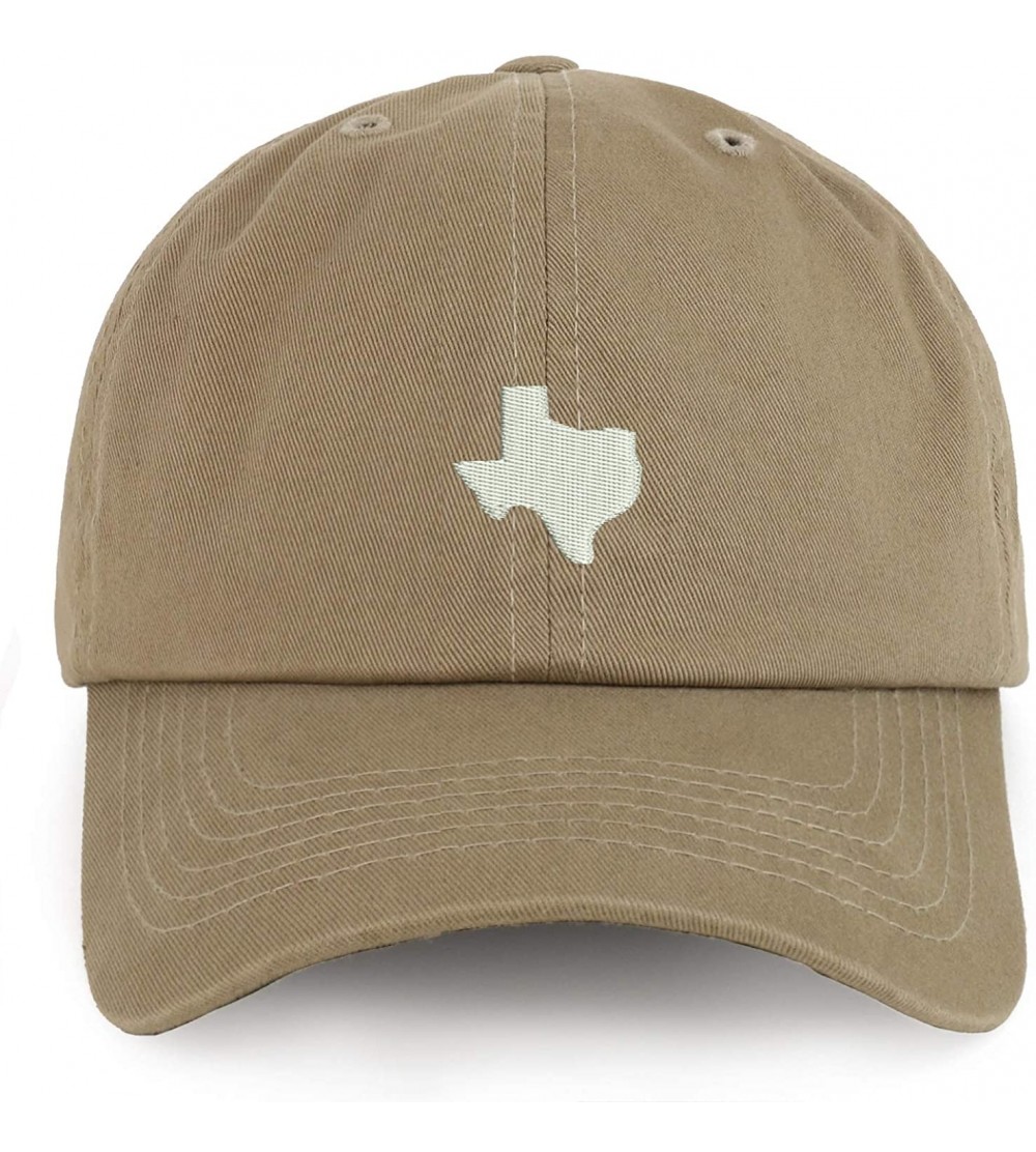 Baseball Caps XXL Texas State Embroidered Unstructured Cotton Cap - Khaki - CA18TIKWDIU $16.47