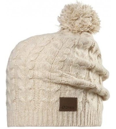 Skullies & Beanies Women's Cashmere Beanie with Cable Pom - Natural - C711DM71LGR $99.32