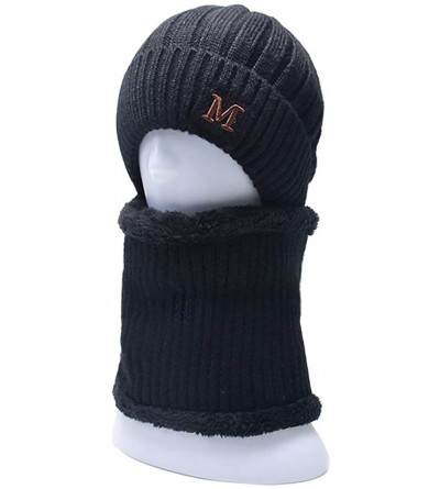 Skullies & Beanies Sleeve Cap Plush Thickened Windproof Knitted Wool Hat Neck Warmer Beanies for Men and Women in Winter - Da...