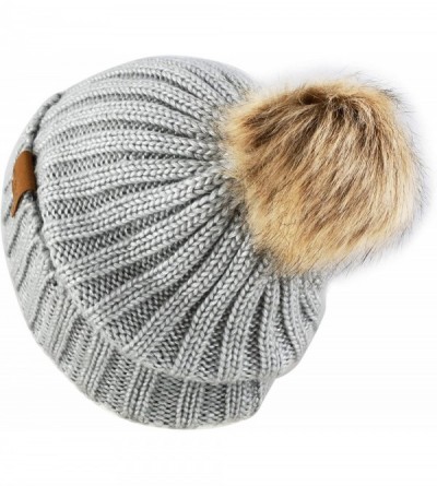 Skullies & Beanies Women Winter Oversized Chunky Thick Stretchy Knitted Pom Pom Beanie Fleece Lined Beanie Hat - 3. Metallic ...