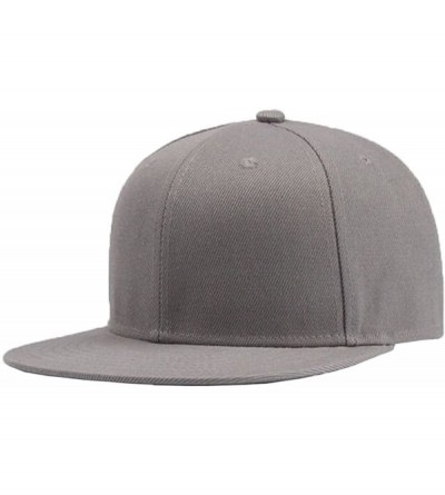 Baseball Caps Plain Solid Flatbill Snapback Hats Baseball Cap - Grey - CT186YHLHUN $16.82