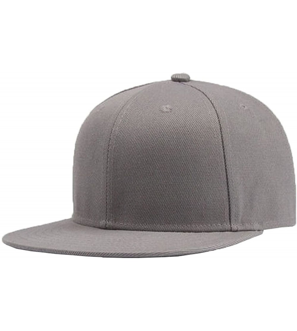 Baseball Caps Plain Solid Flatbill Snapback Hats Baseball Cap - Grey - CT186YHLHUN $7.37