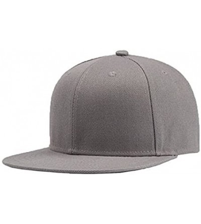 Baseball Caps Plain Solid Flatbill Snapback Hats Baseball Cap - Grey - CT186YHLHUN $7.37