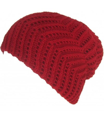 Skullies & Beanies Ribbed Slouch Knit Beanie Reverse-able Oversize Cap - Red - CJ11W6GT4ZF $16.94