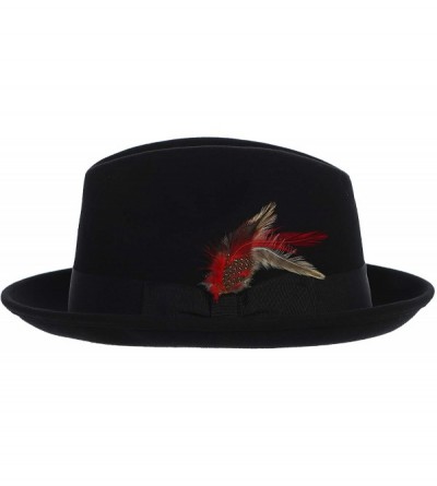 Fedoras Men's Premium 100% Wool Fedora Hat - Black - CO18O08RNZR $36.98