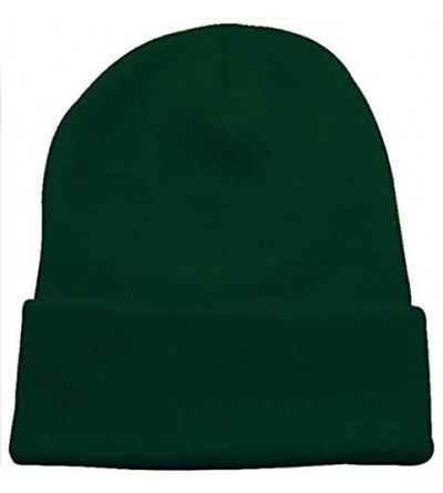 Skullies & Beanies Warm Winter Hat Knit Beanie Skull Cap Cuff Beanie Hat Winter Hats for Men - Forest Hunter Green - C312O251...