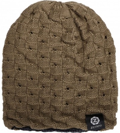 Skullies & Beanies Men's Winter Thick Knit Slouchy Fit Outdoors Ski Beanie Hat - Khaki - CH18H6WAXY5 $14.96