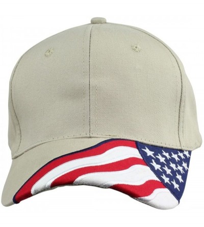 Baseball Caps 2 Packs USA Flag Patriotic Baseball Cap/Hat (2 Pack for Price of 1) - Flab.b-khaki - C8185Y5YWLU $11.13