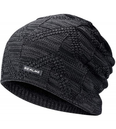 Skullies & Beanies Winter Beanie Hat Warm Knit Hat Winter Hat for Men Women - Black+grey - CL18YZZ4HL8 $18.64