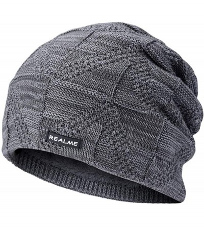 Skullies & Beanies Winter Beanie Hat Warm Knit Hat Winter Hat for Men Women - Black+grey - CL18YZZ4HL8 $18.64