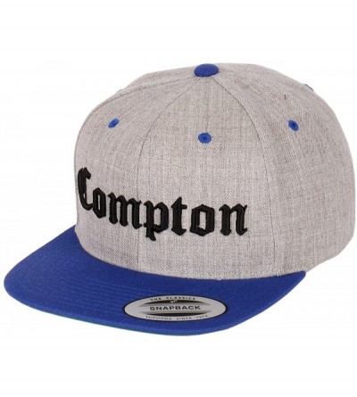 Baseball Caps Compton Embroidery Flat Bill Adjustable Yupoong Cap - Hgrey/Royal - CI129AOFFCZ $20.49