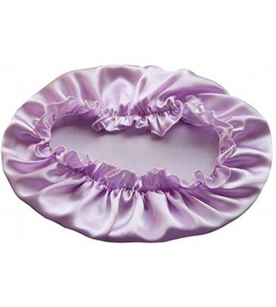 Skullies & Beanies Natural Silk Sleep Night Cap Head Cover Bonnet Hat for for Hair Beauty - Purple - CO18GYZN4RN $29.93