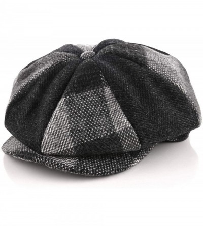 Newsboy Caps Men's Classic Herringbone Tweed Wool Blend Newsboy Ivy Hat - 05-gray Plaid Match - CR194K6DUHS $17.94