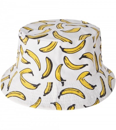 Bucket Hats Unisex Cute Print Bucket Hat Summer Fisherman Cap - Banana-white2 - CF18DAKRRWL $31.65