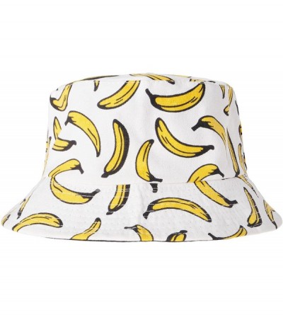 Bucket Hats Unisex Cute Print Bucket Hat Summer Fisherman Cap - Banana-white2 - CF18DAKRRWL $14.31
