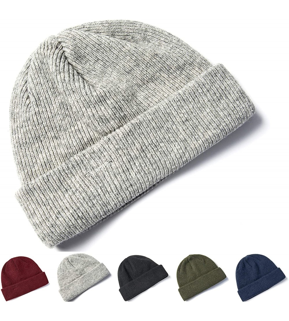 Skullies & Beanies Clearance! 100% Wool Winter Beanie Knit Hats Cap for Unisex Men & Women - Very Warm & Soft - Gray - CW18HW...