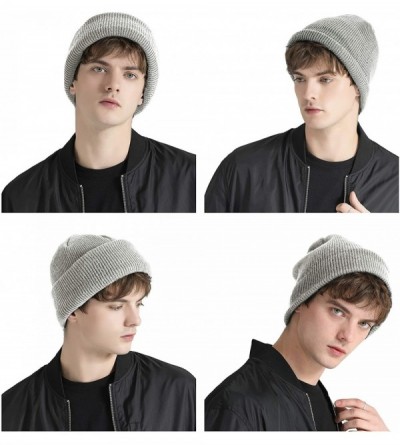 Skullies & Beanies Clearance! 100% Wool Winter Beanie Knit Hats Cap for Unisex Men & Women - Very Warm & Soft - Gray - CW18HW...