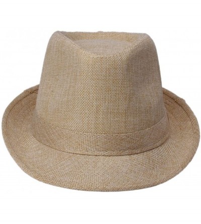 Sun Hats Fedoras Gangster Summer Hat Jazz Caps - Beige - CH11KYC77BB $8.50