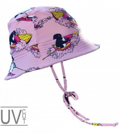 Sun Hats Baby Girls UV Sun Cap UPF 50+ Sun Protection Bucket Hat 3-6Y - Pink-penguin - CO18N7O00ED $12.52