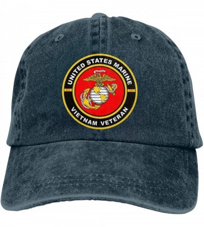 Baseball Caps United States Vietnam Veteran Denim Hats Baseball Cap Dad Hat - Navy - CP19246HO3G $42.51