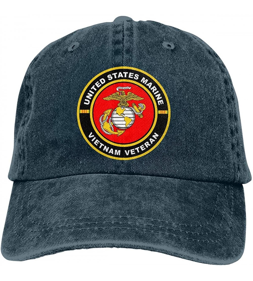 Baseball Caps United States Vietnam Veteran Denim Hats Baseball Cap Dad Hat - Navy - CP19246HO3G $24.43