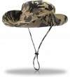 Bucket Hats Outdoor Sun Hats with Wind Lanyard Bucket Hat Fishing Cap Boonie for Men/Women/Kids - Khaki Camouflage - CE17YLSY...