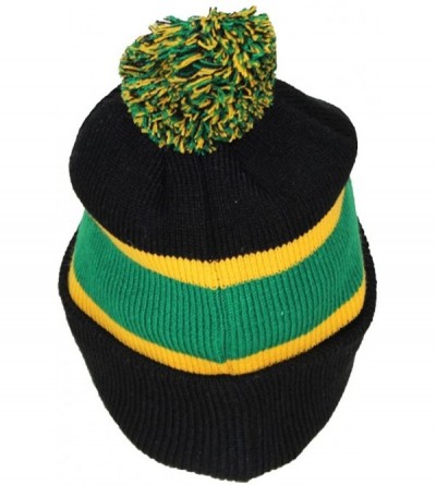 Skullies & Beanies Quality Cuffed Cap with Large Pom Pom (One Size)(Fits Large Heads) - Black/Green/Gold - CR188CW02HX $10.47