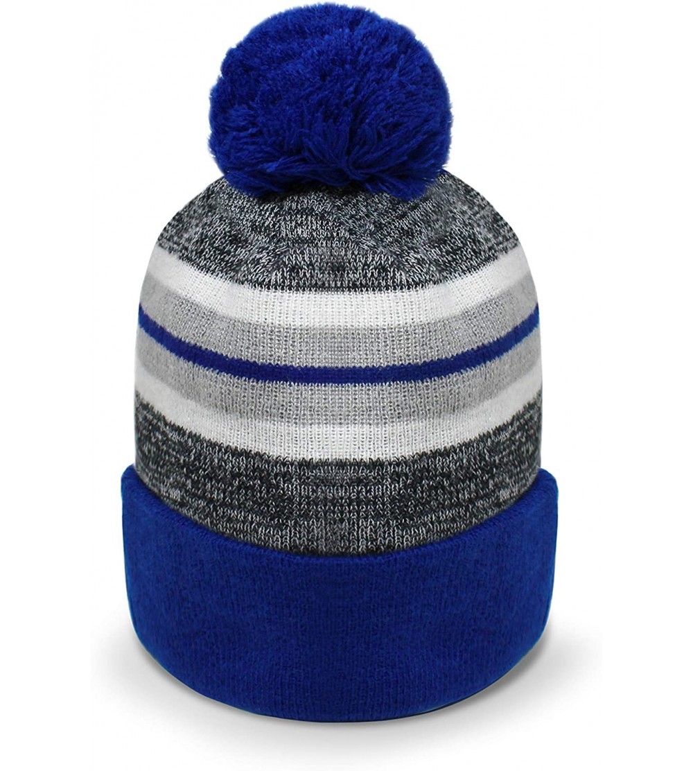 Skullies & Beanies New Pom Pom Beanies Winter Knit Hats - Royal - C318L7YLEON $9.31