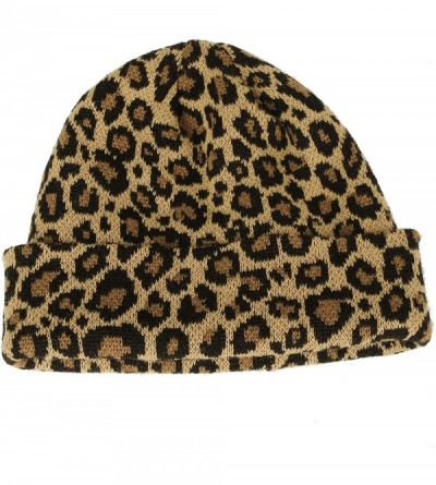 Skullies & Beanies Knitted Beanie Hat Animal Leopard Pattern Watch Cap KR51083 - Beige - CA18K4X6AOC $18.88
