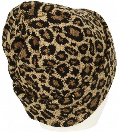 Skullies & Beanies Knitted Beanie Hat Animal Leopard Pattern Watch Cap KR51083 - Beige - CA18K4X6AOC $18.88
