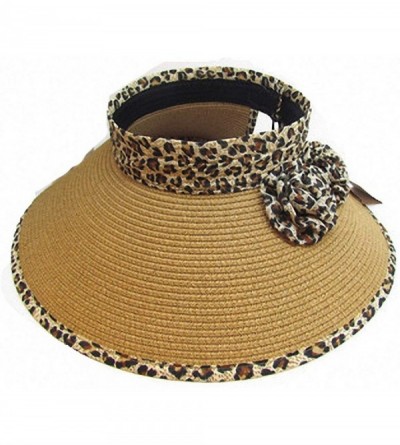 Sun Hats Women's Summer Foldable Straw Sun Visor w/Cute Bowtie UPF 50+ Packable Wide Brim Roll-Up Visor Beach Hat - CL18T4WU6...