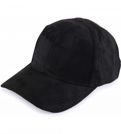 Baseball Caps Unisex One Size Fits Most Fashion Trend Fabric Adjustable Baseball Cap - Black Suede - CX18ZTUWGC9 $27.29
