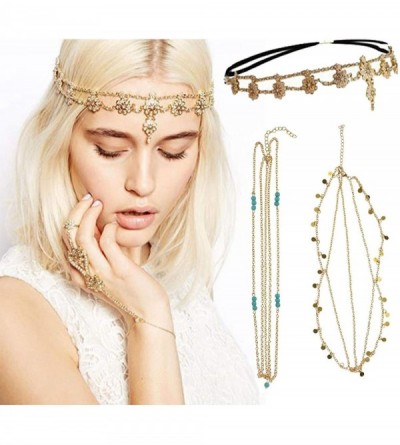 Headbands Roman Goddess Leaf Branch Dainty Bridal Hair Crown Head Dress Boho Alice Band- 2 pcs- gold and silver - 3 Pack B - ...