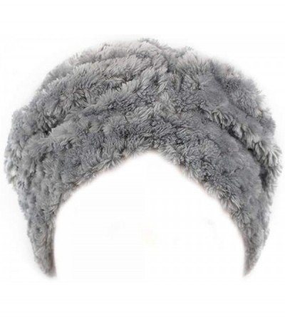 Headbands Faux Fur Turban Hair Cover One Size - Full Moon Grey - CU18ZE3XT04 $12.08