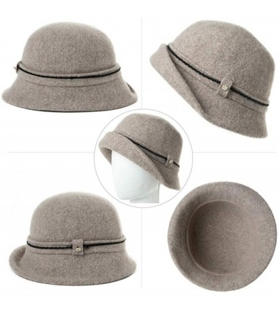 Fedoras Womens Wool Blend Winter Bucket 1920s Vintage Derby Hat Fedora Round Fall Bowler 55-59cm - 00090-camel - CV18YRI69KS ...