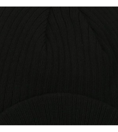 Skullies & Beanies Big Knit Ribbed Beanie with Visor - Black - CA113RD8YWZ $27.26
