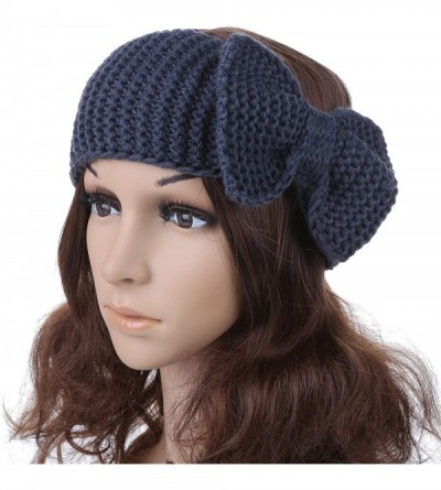 Headbands Women's Crochet Big Bow Knitted Winter Headband 1 - Darkgrey - CF1870G50SM $11.75
