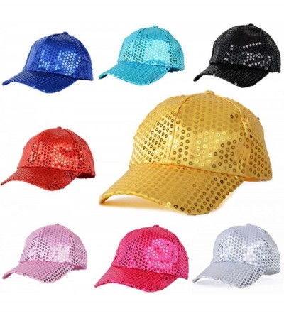 Baseball Caps Glitter Sequins Baseball Caps Snapback Hats Party Outdoor Adjustable Hat for Women Men - Red - CZ188A3M0M4 $8.86