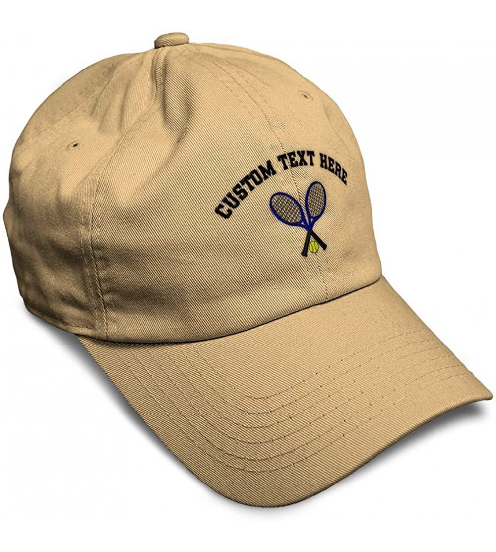 Baseball Caps Custom Soft Baseball Cap Tennis Sports B Embroidery Dad Hats for Men & Women - Khaki - C418SHIXQQW $14.30