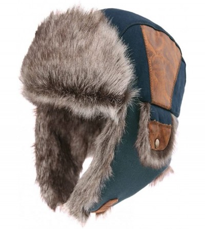 Bomber Hats Unisex Winter Trapper Hat Faux Fur Windproof Ushanka Russian Hunting Hat Outdoor Ski with Ear Flap - 67191navy - ...