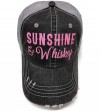 Baseball Caps Pink Glitter Sunshine & Whiskey Distressed Look Grey Trucker Cap Hat - C8182EZLOZG $50.61