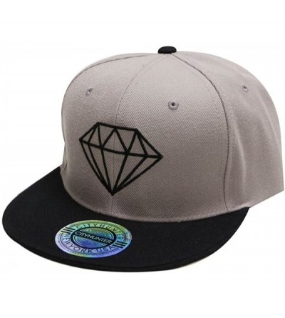 Baseball Caps Diamond Snapback Cap - Light Grey/Black - CT11Y7IQC0P $14.55