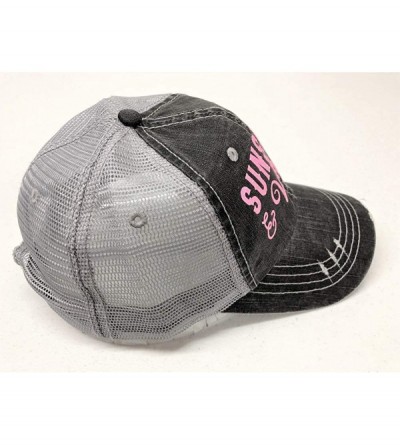Baseball Caps Pink Glitter Sunshine & Whiskey Distressed Look Grey Trucker Cap Hat - C8182EZLOZG $24.73